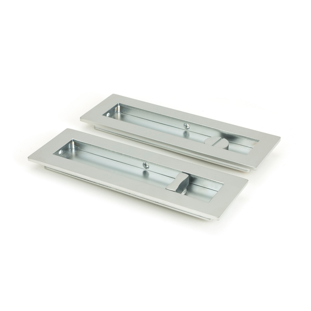 Satin Chrome 175mm Plain Rectangular Pull - Privacy Set - 50642