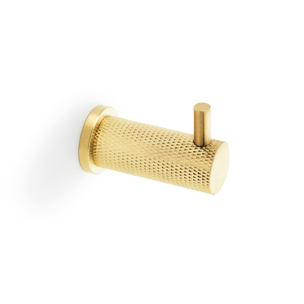 Alexander & Wilks Brunel Knurled Coat Hook - Satin Brass PVD