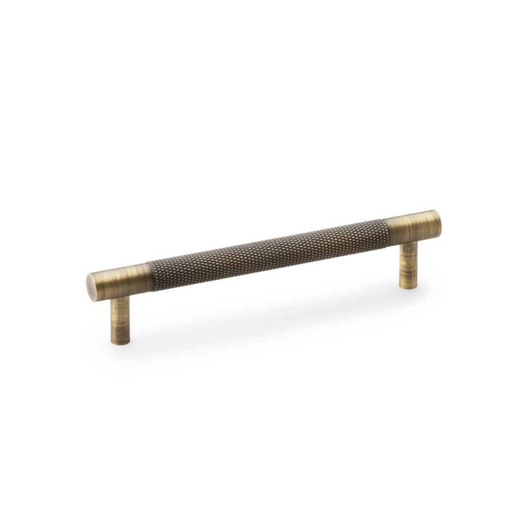 Alexander & Wilks Brunel Knurled T-bar Cupboard Handle - Antique Brass - Centres 128mm