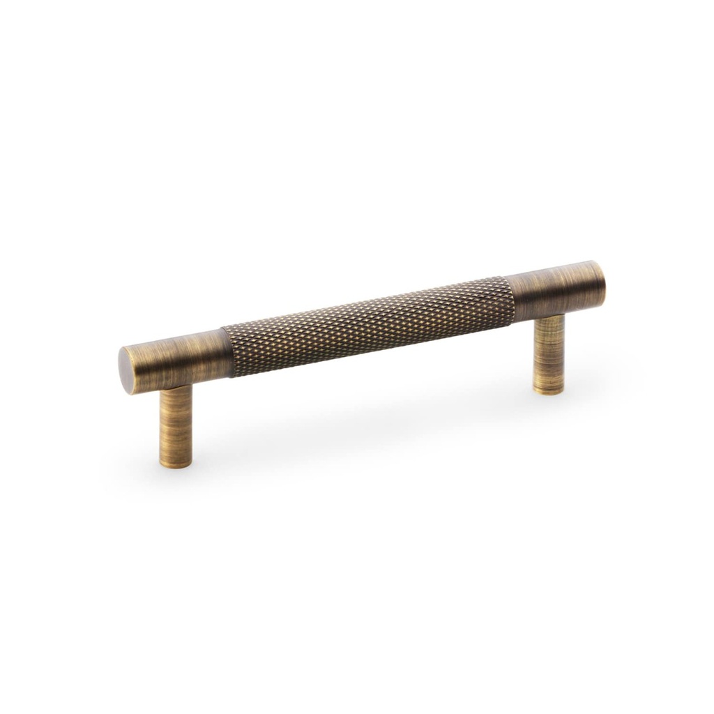 Alexander & Wilks Brunel Knurled T-bar Cupboard Handle - Antique Brass - Centres 96mm