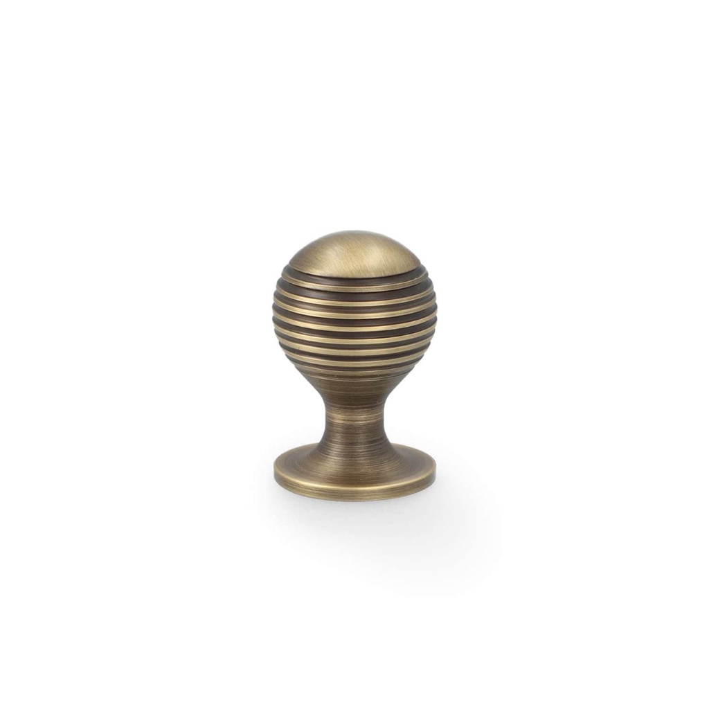 Alexander & Wilks Caesar Cupboard Knob On Round Rose - Antique Brass - 25mm