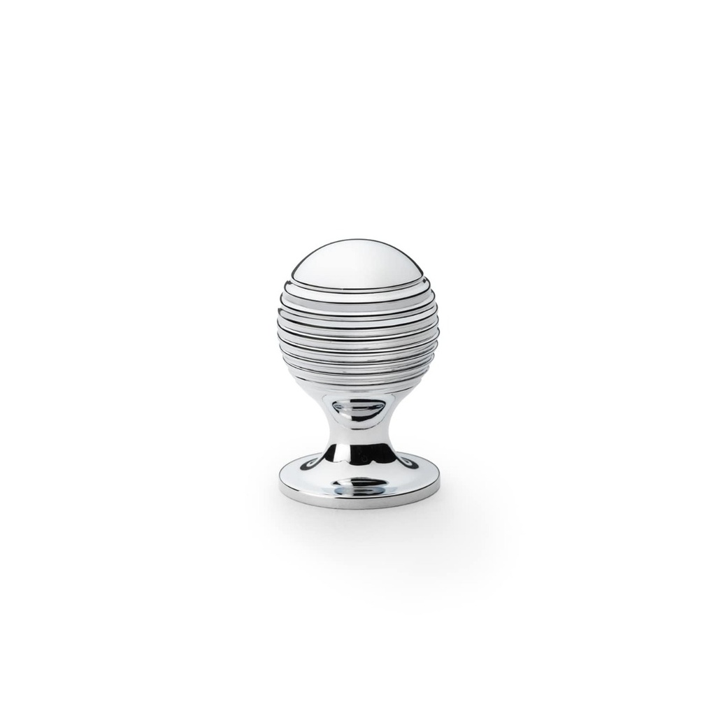 Alexander & Wilks Caesar Cupboard Knob On Round Rose - Polished Chrome - 25mm