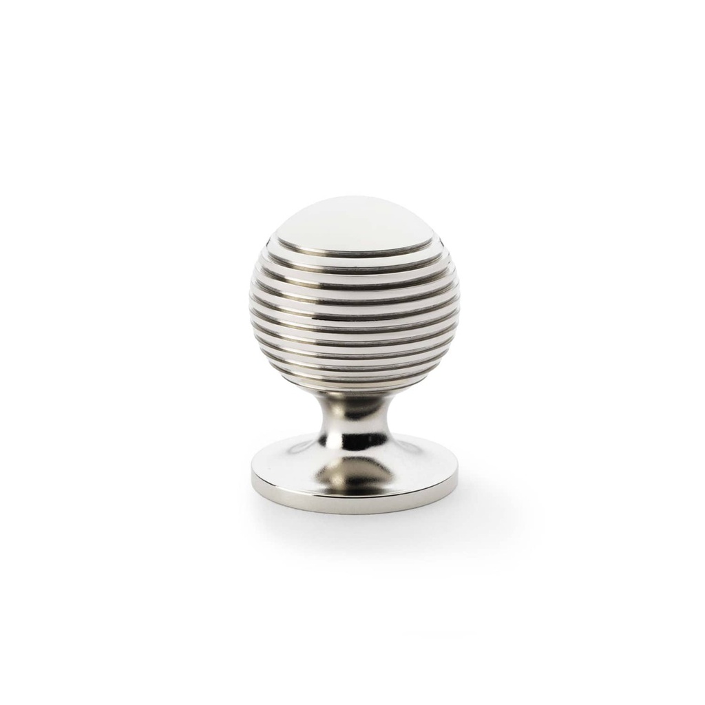 Alexander & Wilks Caesar Cupboard Knob On Round Rose - Polished Nickel - 32mm