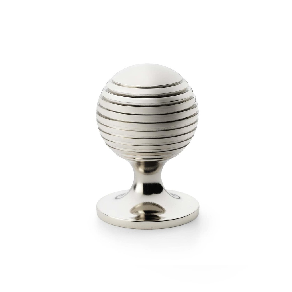 Alexander & Wilks Caesar Cupboard Knob On Round Rose - Polished Nickel - 38mm