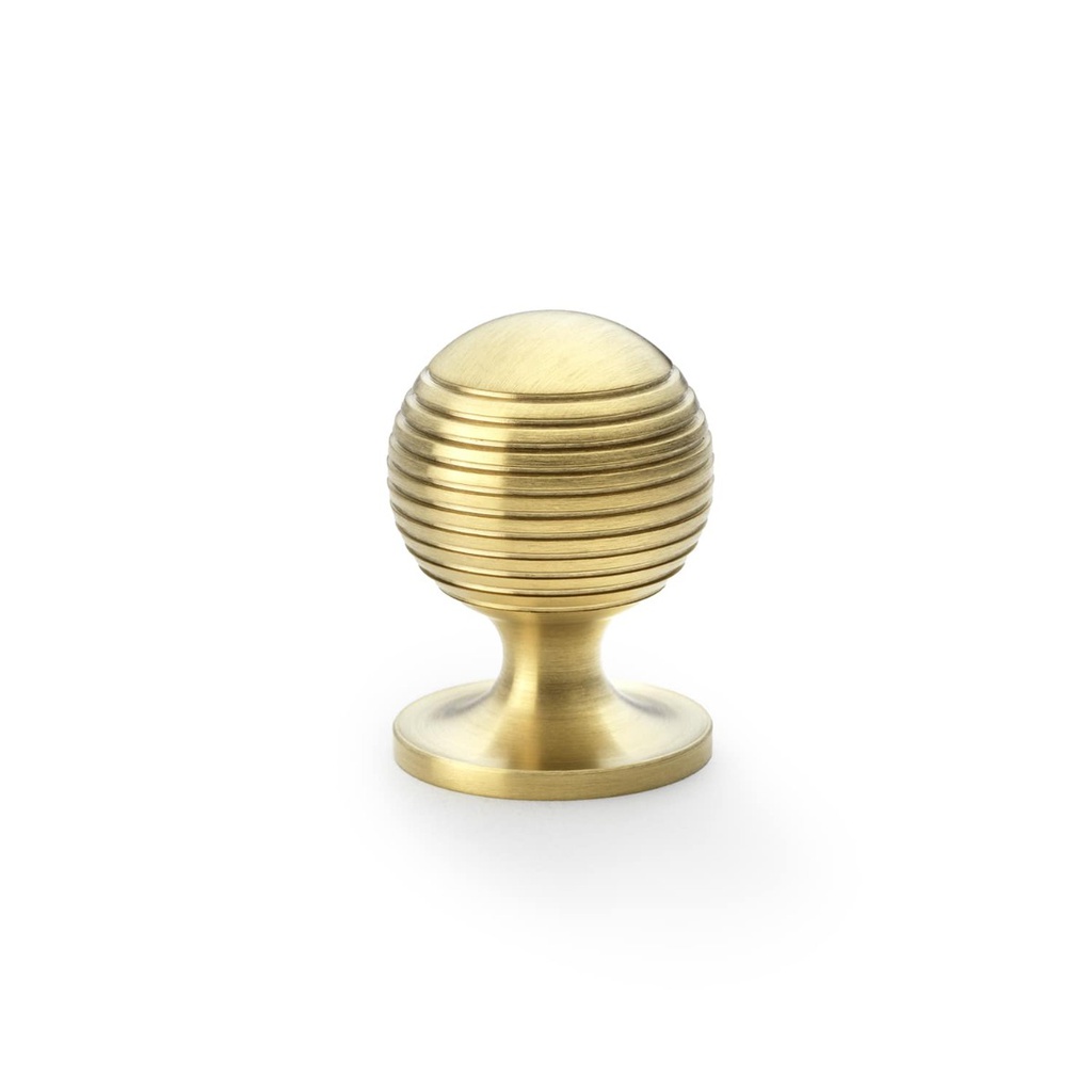 Alexander & Wilks Caesar Cupboard Knob On Round Rose - Satin Brass PVD - 32mm