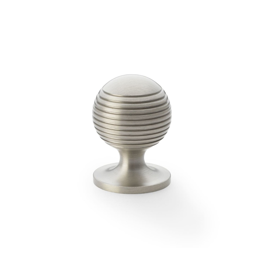 Alexander & Wilks Caesar Cupboard Knob On Round Rose - Satin Nickel - 32mm