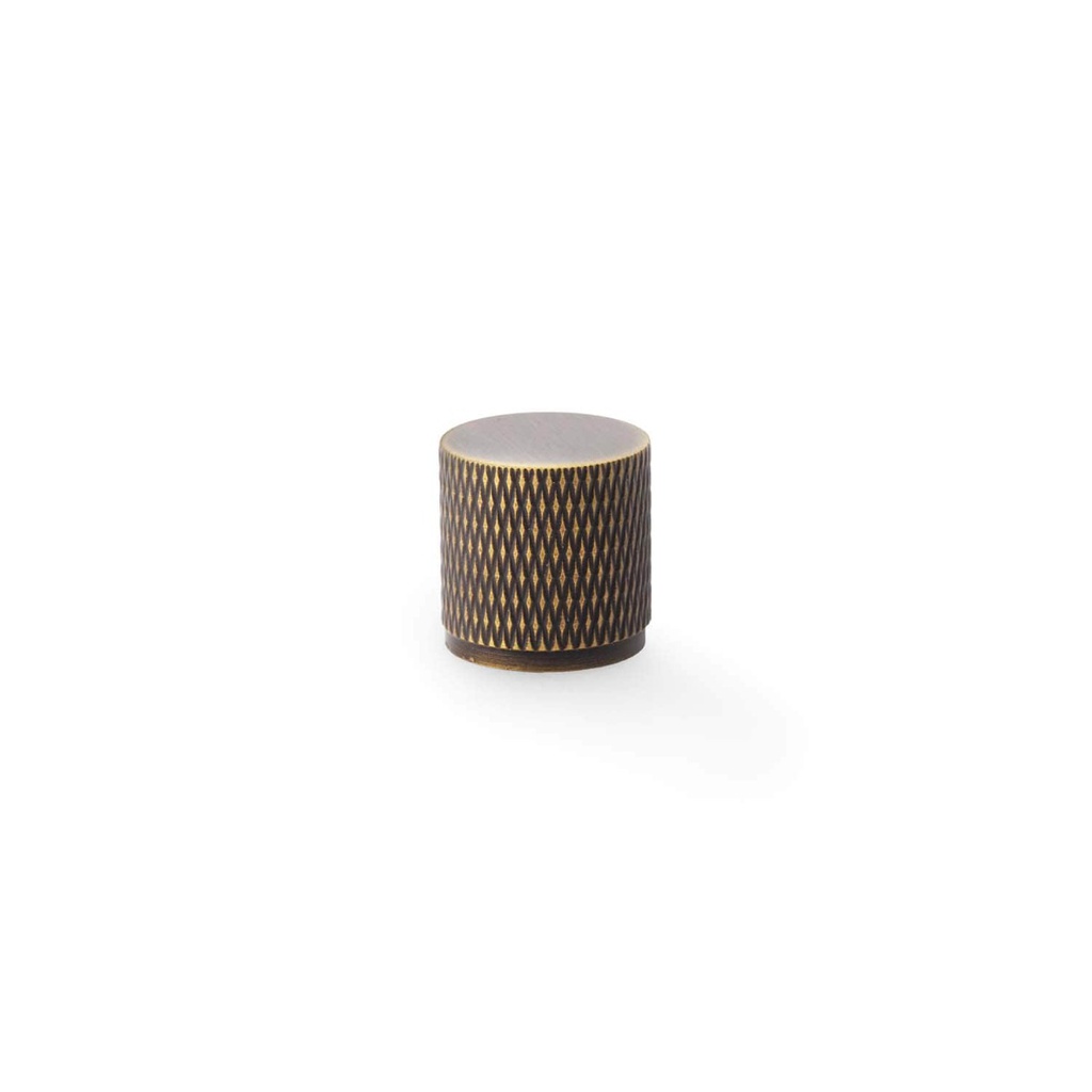 Alexander & Wilks Brunel Knurled Cylinder Cupboard Knob - Antique Brass - 20mm