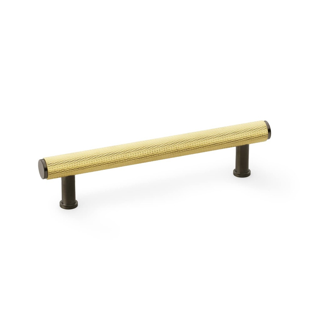 Alexander & Wilks - Knurled T-bar Cabinet Pull 128mm c/c Satin Brass / Dark Bronze PVD