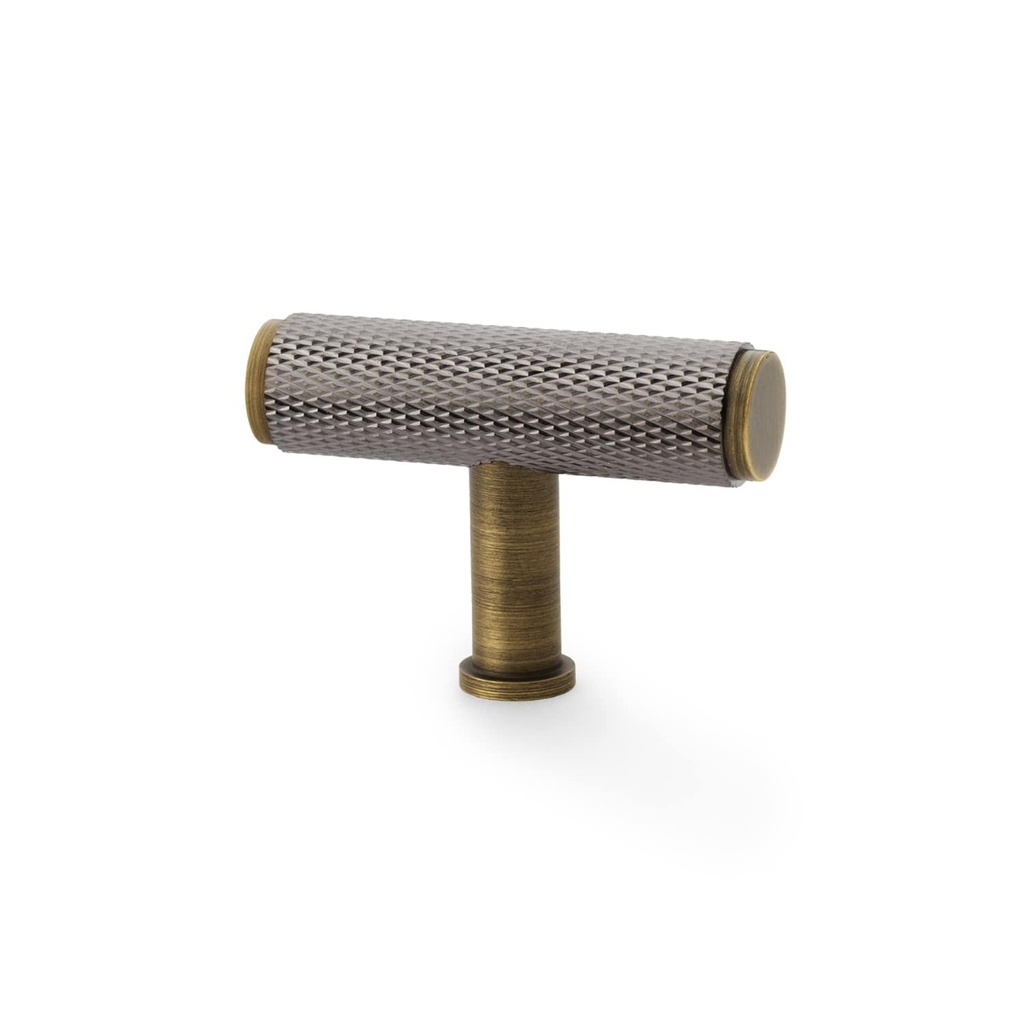 Alexander & Wilks - Knurled T-bar Cupboard Knob 55mm Dark Bronze / Antique Brass