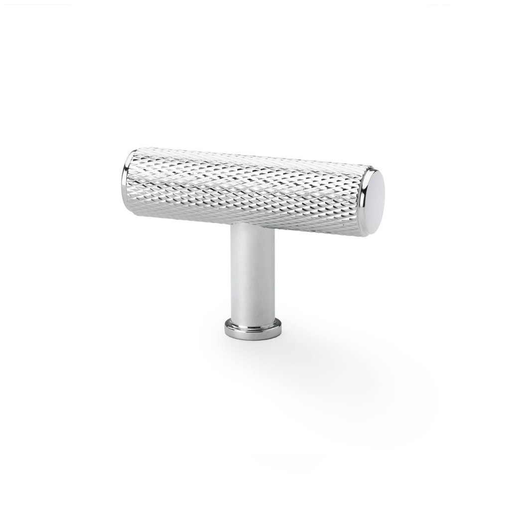 Alexander & Wilks Crispin Knurled T-bar Cupboard Knob - Polished Chrome