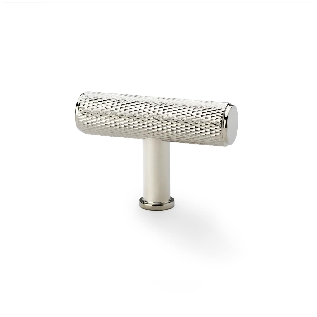 Alexander & Wilks Crispin Knurled T-bar Cupboard Knob - Polished Nickel