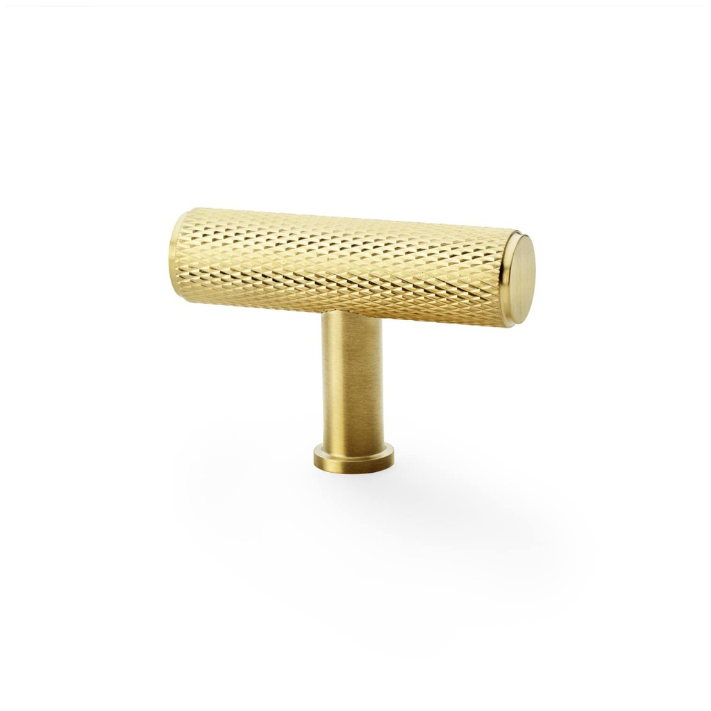 Alexander & Wilks Crispin Knurled T-bar Cupboard Knob - Satin Brass PVD