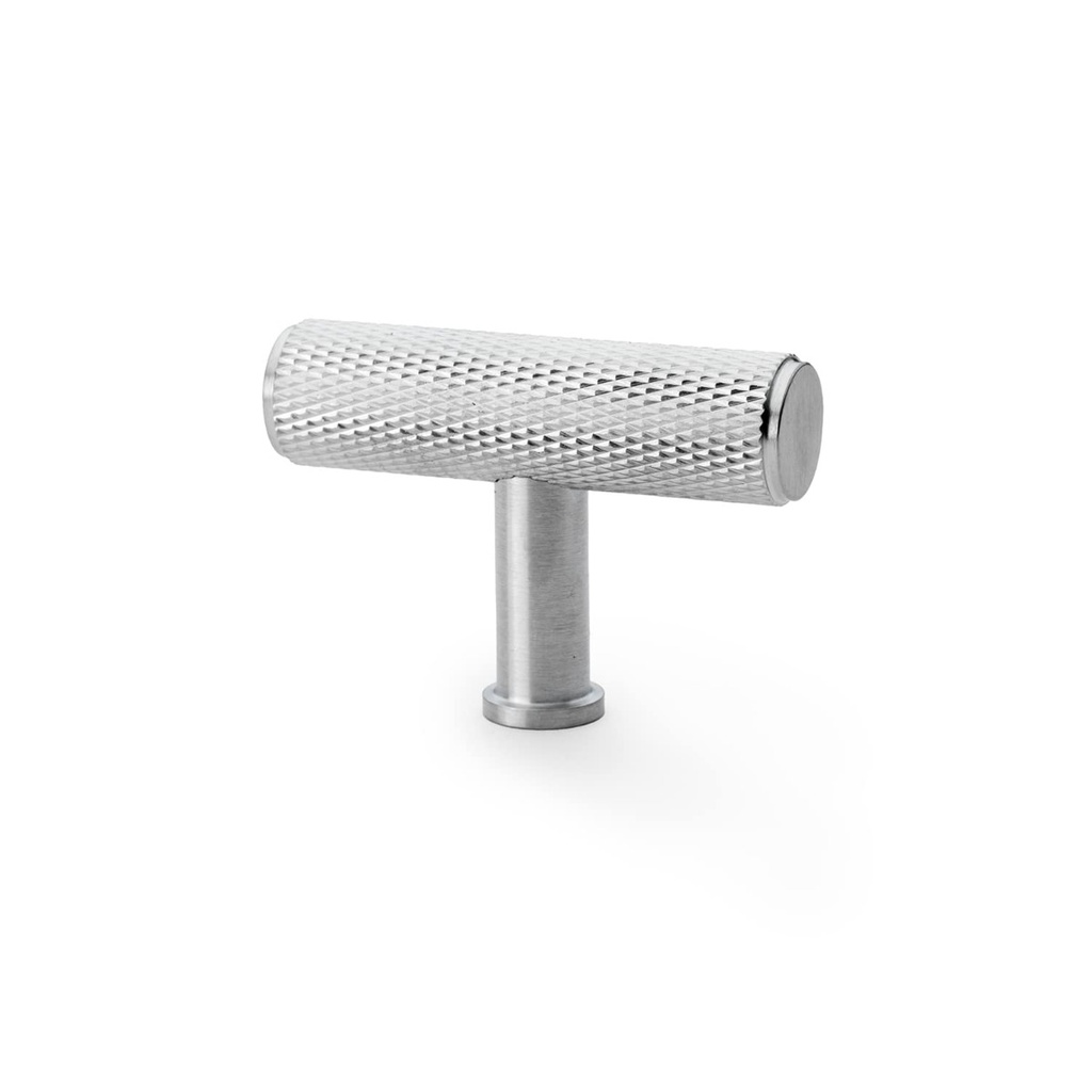 Alexander & Wilks Crispin Knurled T-bar Cupboard Knob - Satin Chrome