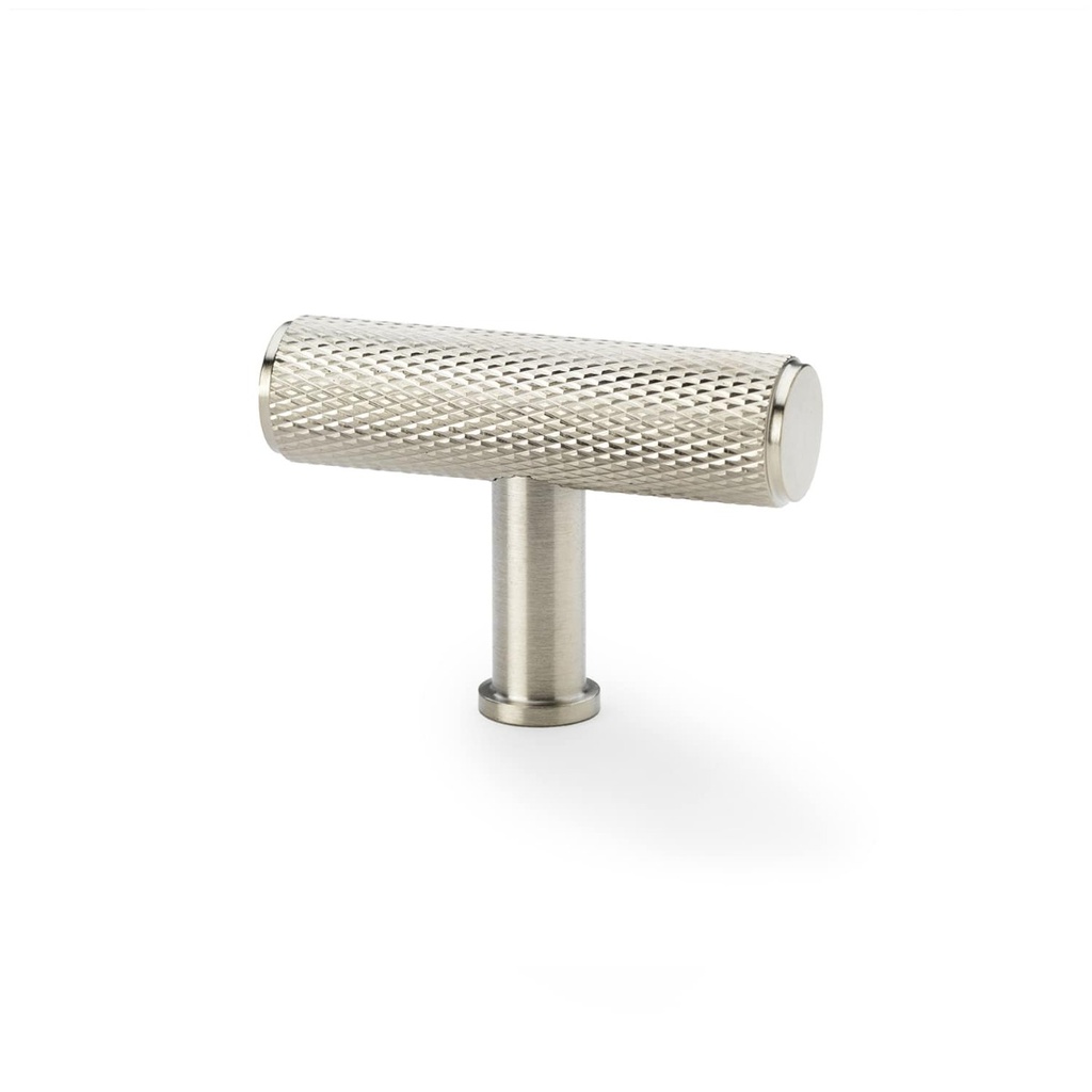 Alexander & Wilks Crispin Knurled T-bar Cupboard Knob - Satin Nickel