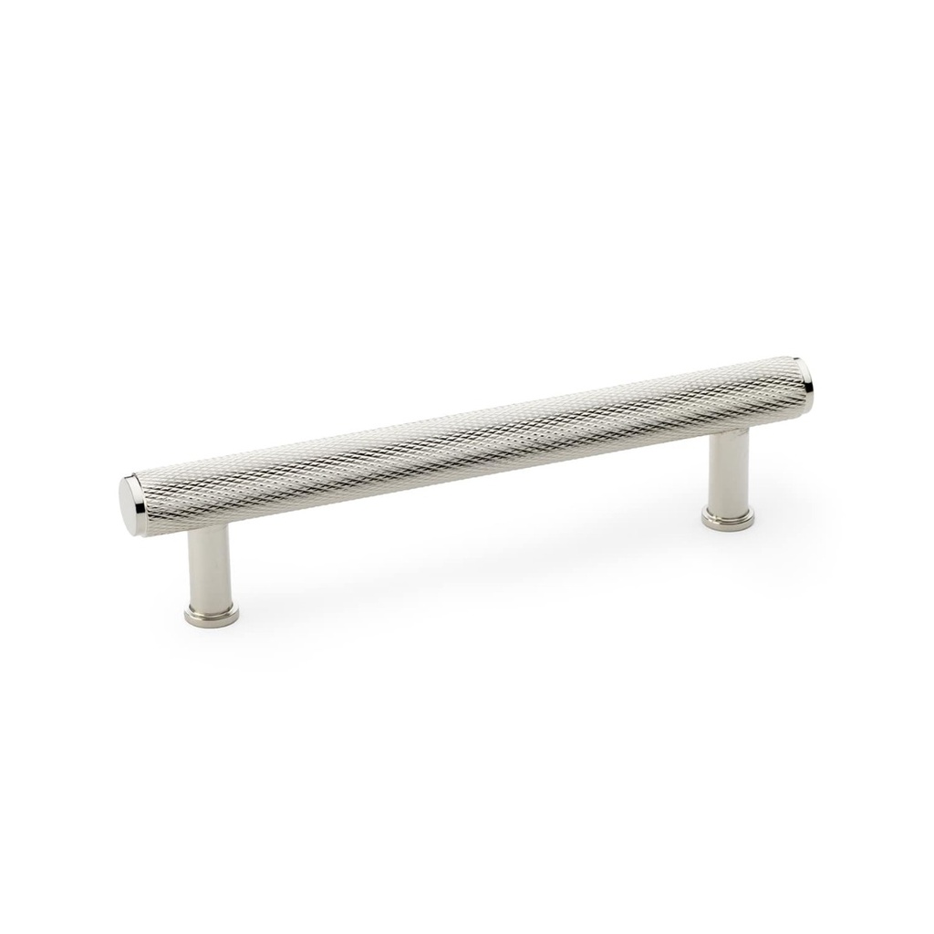 Alexander & Wilks Crispin Knurled T-bar Cupboard Pull Handle - Polished Nickel - Centres 128mm