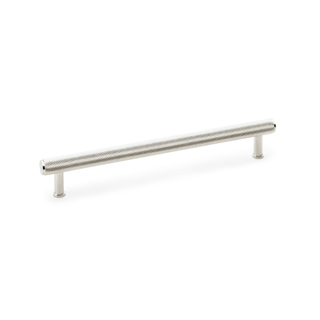 Alexander & Wilks Crispin Knurled T-bar Cupboard Pull Handle - Polished Nickel - Centres 224mm