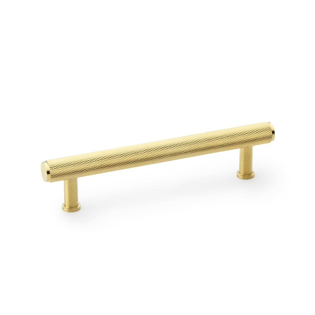 Alexander & Wilks Crispin Knurled T-bar Cupboard Pull Handle - Satin Brass PVD - Centres 128mm