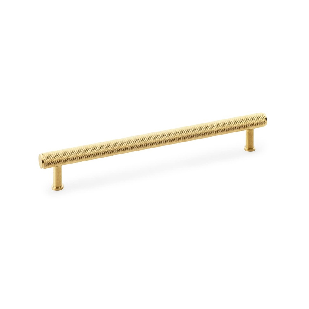 Alexander & Wilks Crispin Knurled T-bar Cupboard Pull Handle - Satin Brass PVD - Centres 224mm