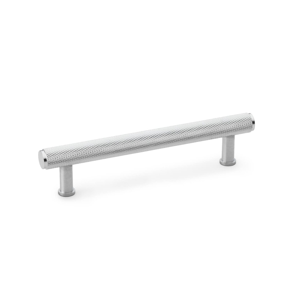 Alexander & Wilks Crispin Knurled T-bar Cupboard Pull Handle - Satin Chrome - Centres 128mm