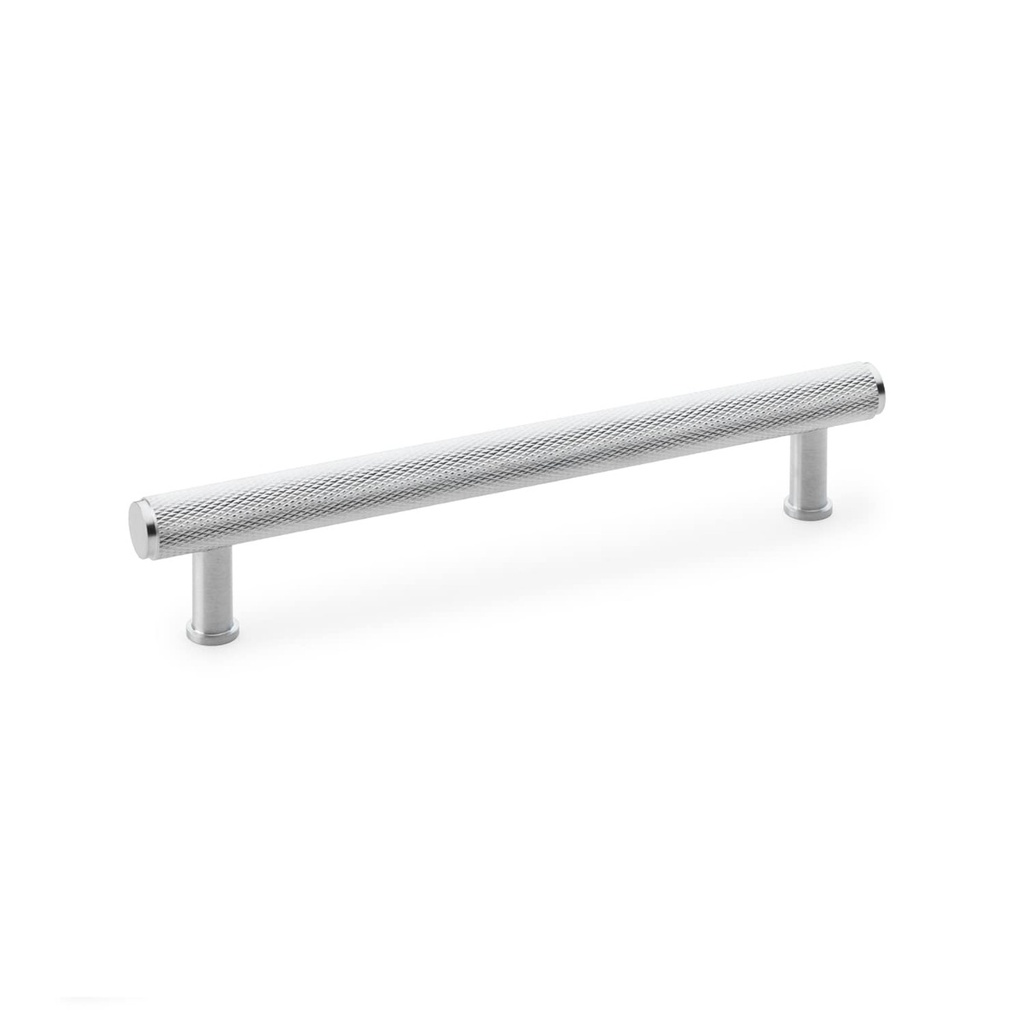 Alexander & Wilks Crispin Knurled T-bar Cupboard Pull Handle - Satin Chrome - Centres 160mm