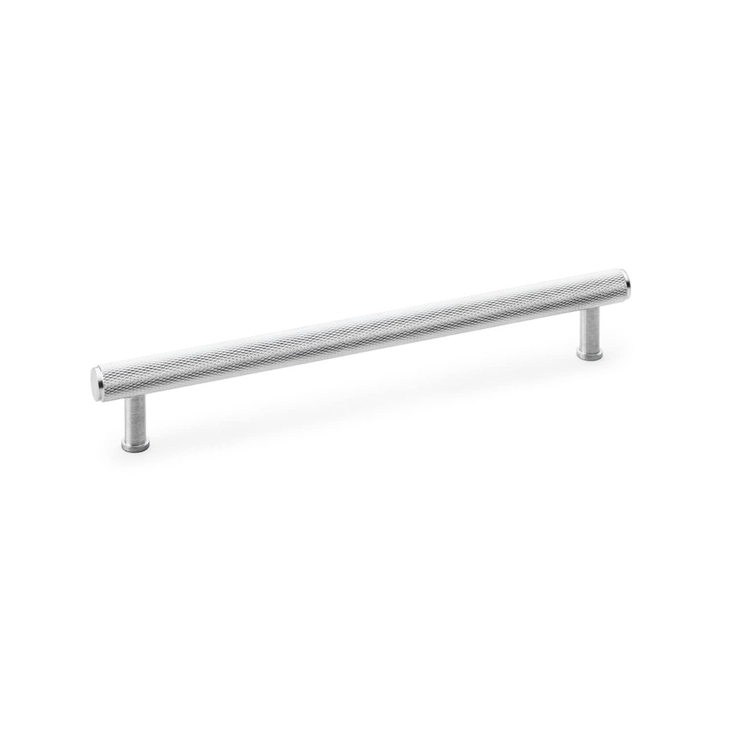 Alexander & Wilks Crispin Knurled T-bar Cupboard Pull Handle - Satin Chrome - Centres 224mm