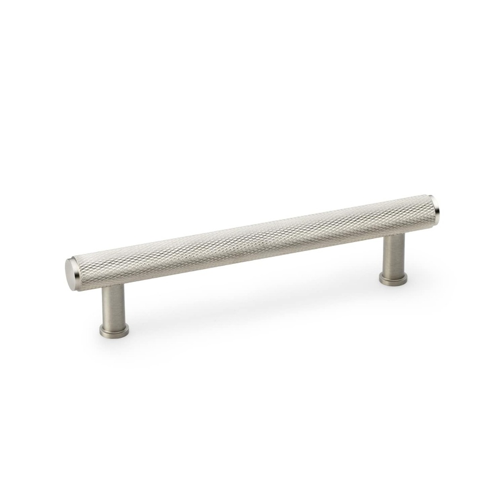 Alexander & Wilks Crispin Knurled T-bar Cupboard Pull Handle - Satin Nickel - Centres 128mm