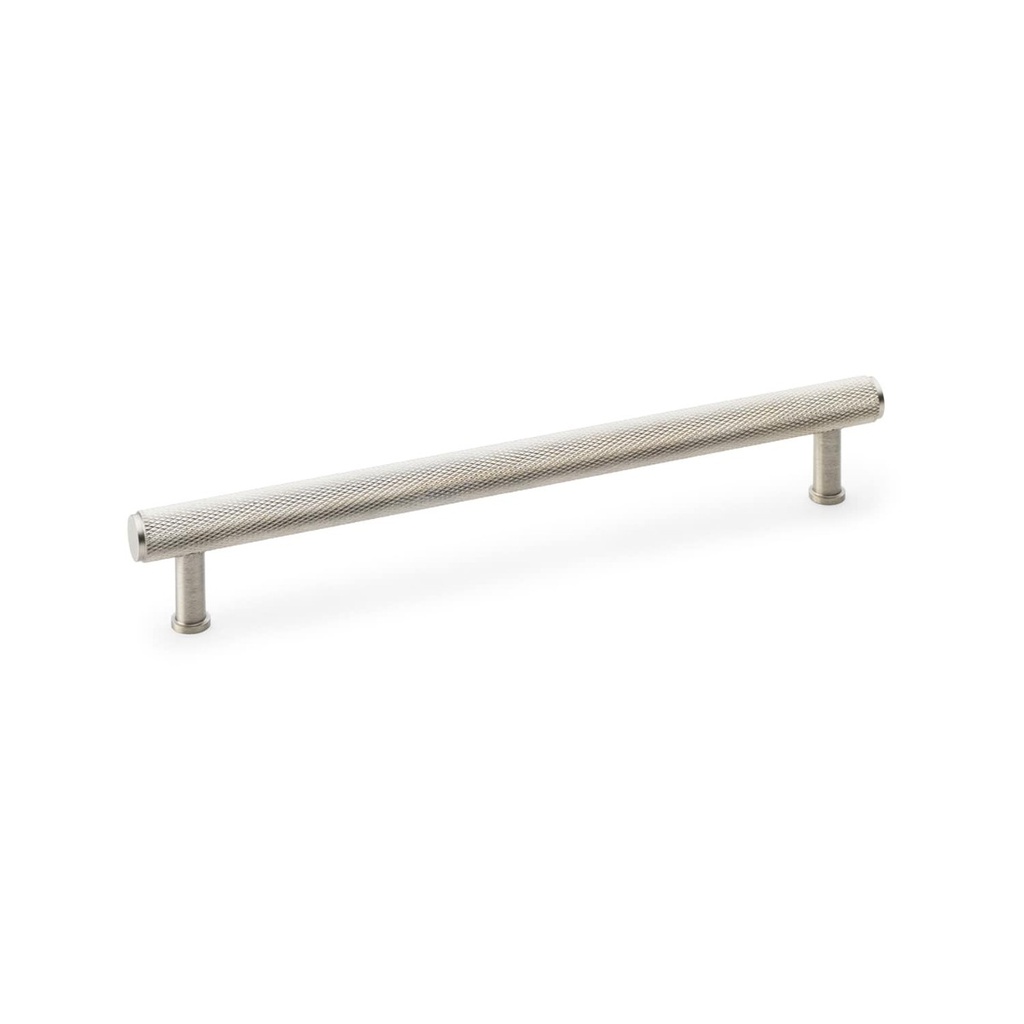 Alexander & Wilks Crispin Knurled T-bar Cupboard Pull Handle - Satin Nickel - Centres 224mm