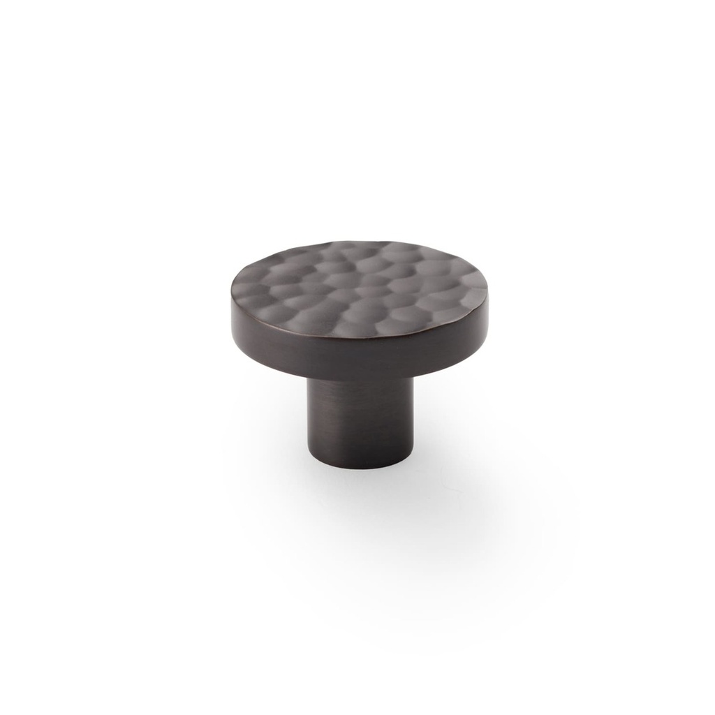 Alexander & Wilks Hanover Hammered Cupboard Knob - Dark Bronze - 38mm