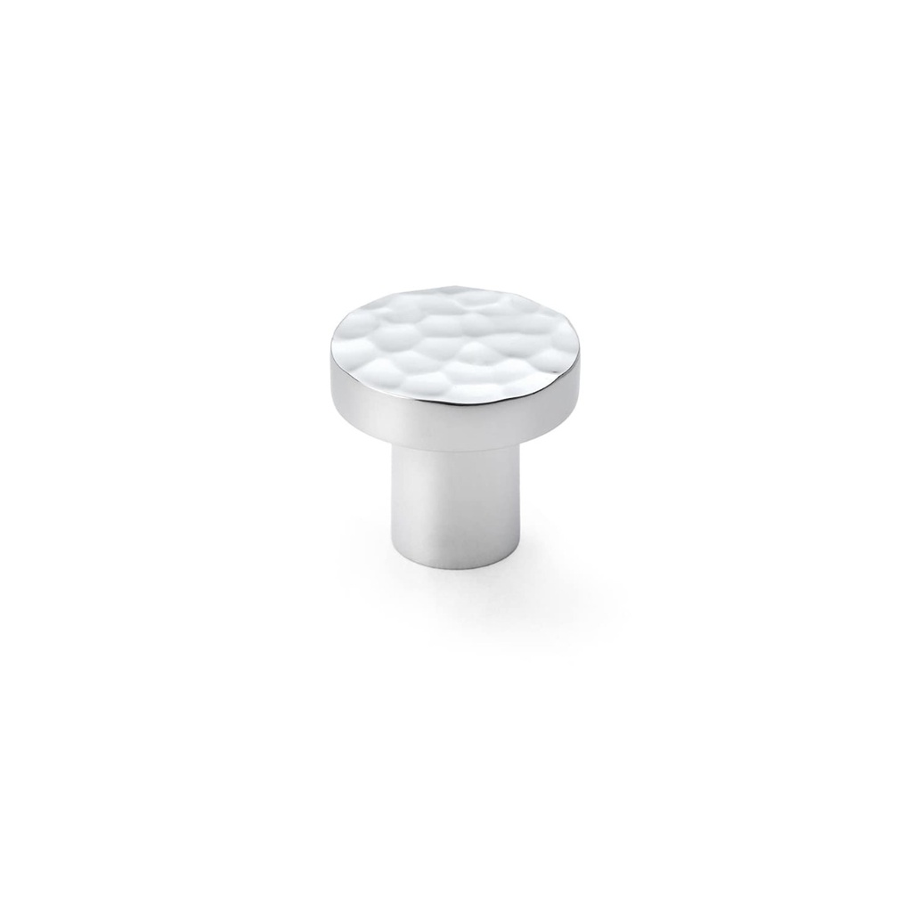 Alexander & Wilks Hanover Hammered Cupboard Knob - Polished Chrome - 30mm