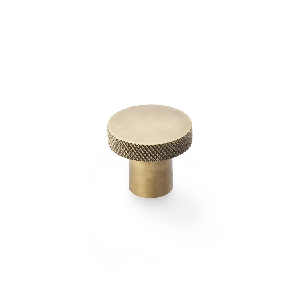 Alexander & Wilks Hanover Knurled Circular Cupboard Knob - Antique Brass - 30mm