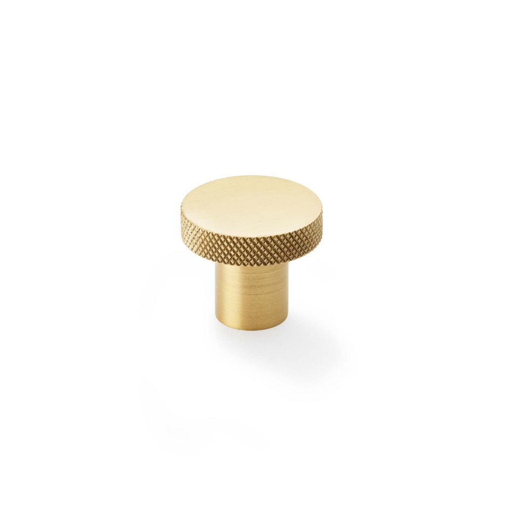 Alexander & Wilks Hanover Knurled Circular Cupboard Knob - Satin Brass - 30mm