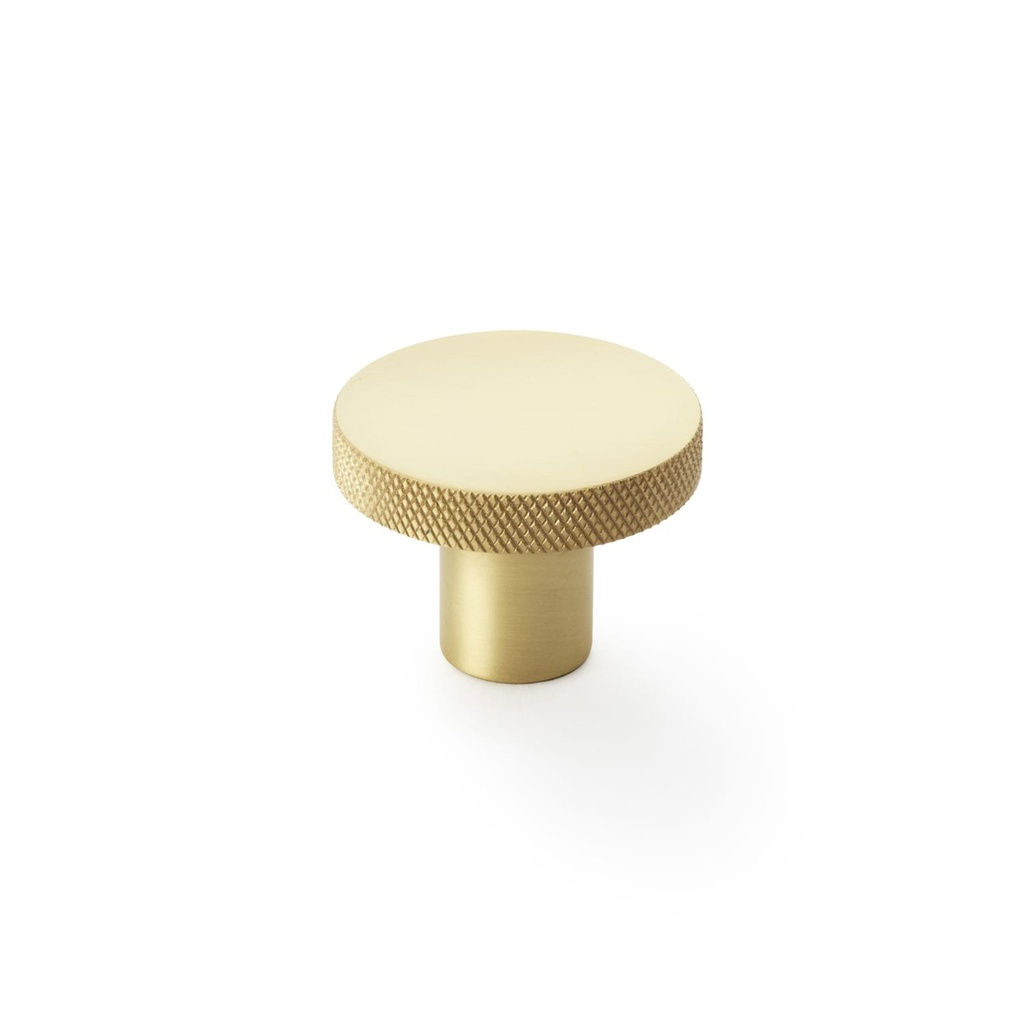 Alexander & Wilks Hanover Knurled Circular Cupboard Knob - Satin Brass - 38mm