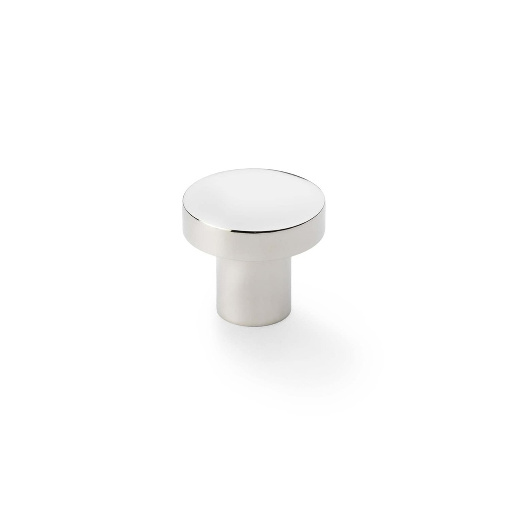 Alexander & Wilks Hanover Plain Cupboard Knob - Polished Nickel - Knob 30mm