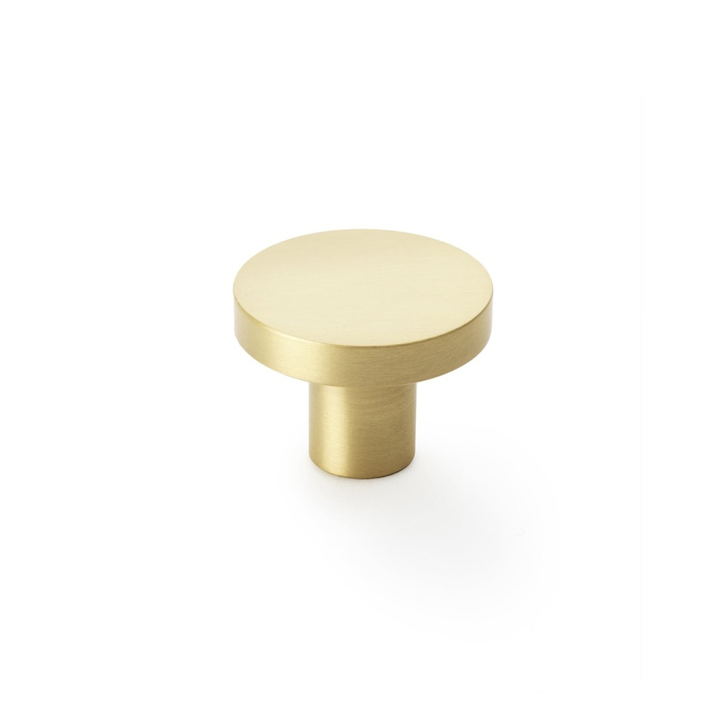 Alexander & Wilks Hanover Plain Cupboard Knob - Satin Brass - Knob 38mm