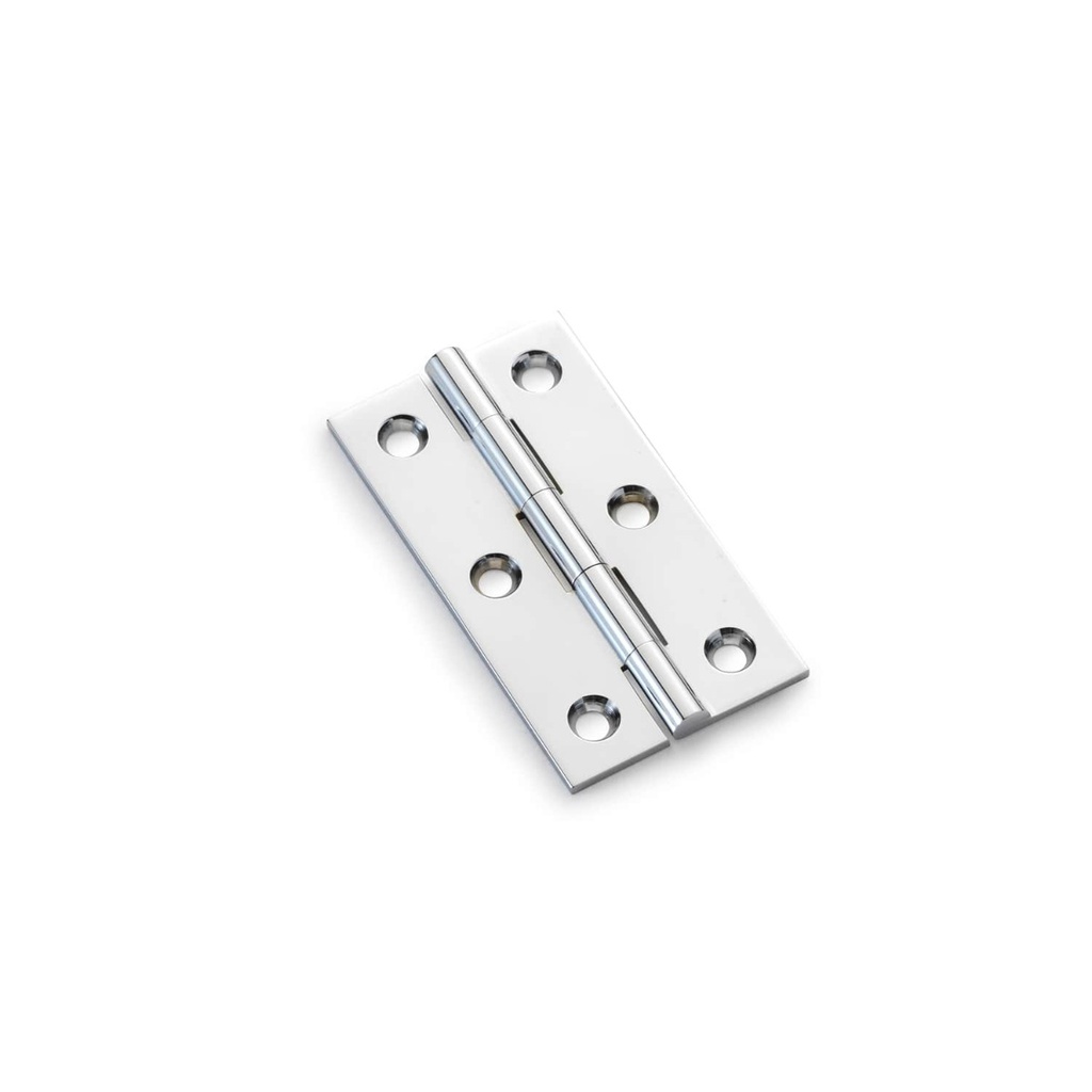 Alexander & Wilks Heavy Pattern Solid Brass Cabinet Butt Hinge - Polished Chrome - 2.5"