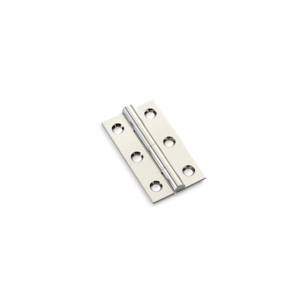 Alexander & Wilks Heavy Pattern Solid Brass Cabinet Butt Hinge - Polished Nickel - 2"