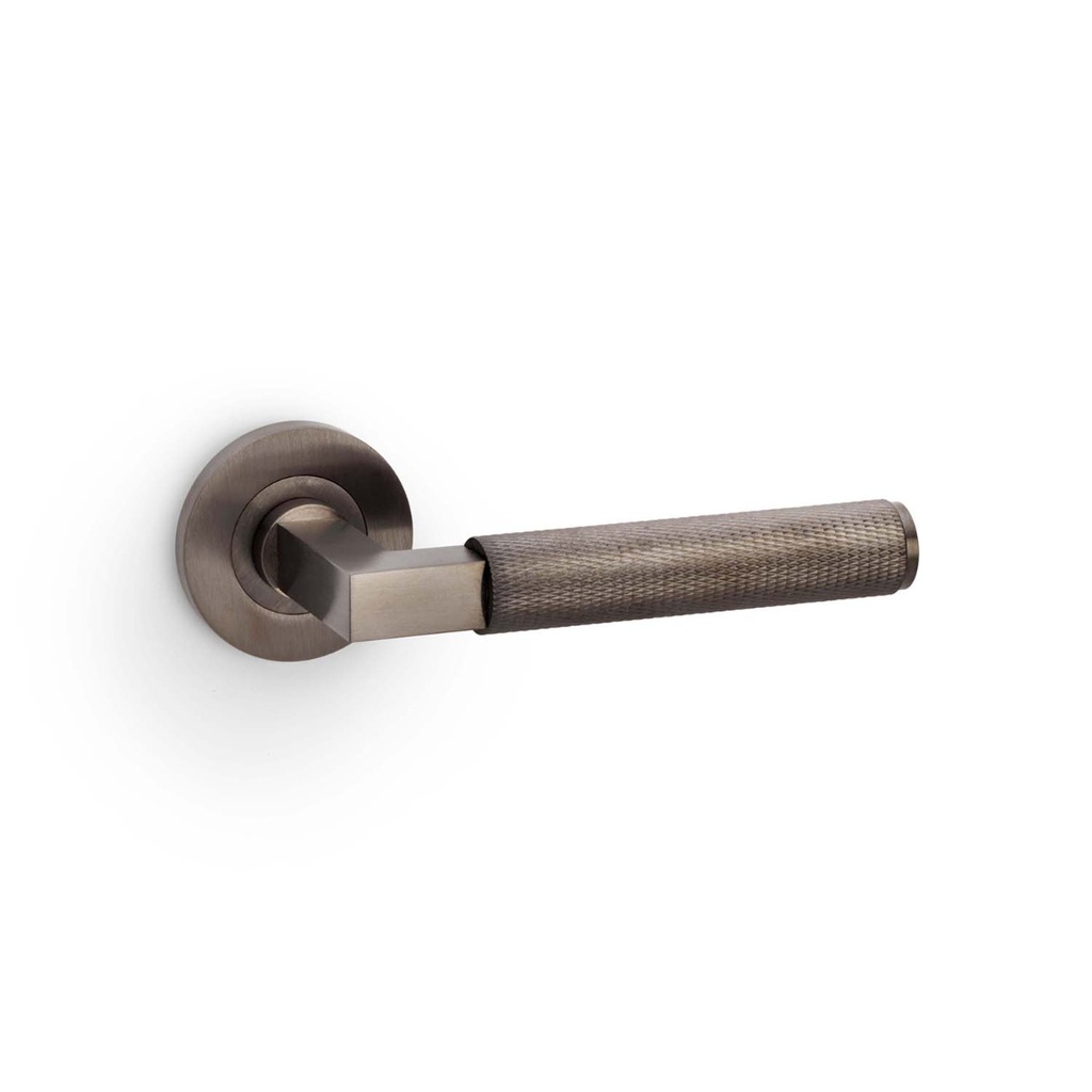 Alexander & Wilks Hurricane Knurled Lever On Round Rose - Dark Bronze PVD