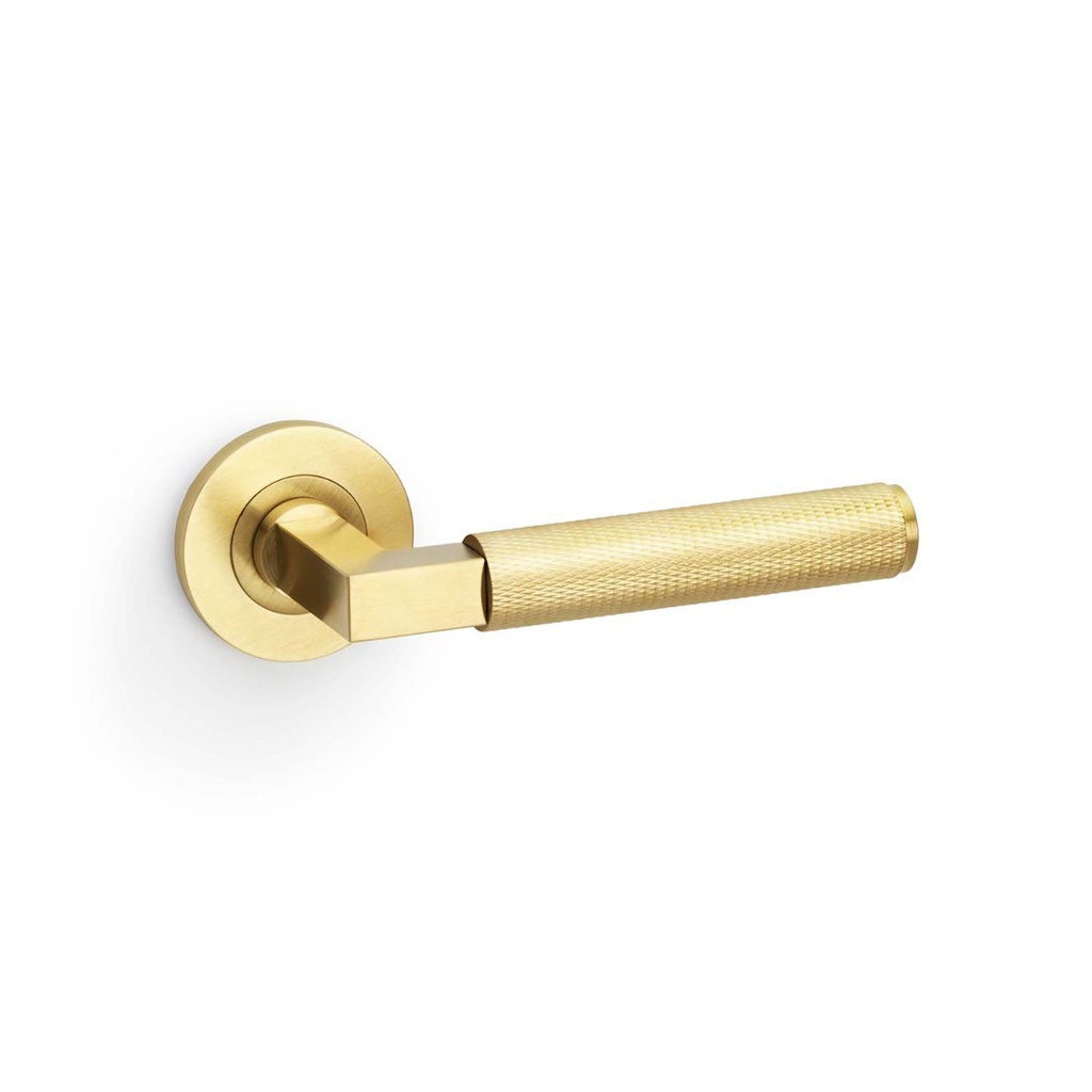 Alexander & Wilks Hurricane Knurled Lever On Round Rose - Satin Brass PVD