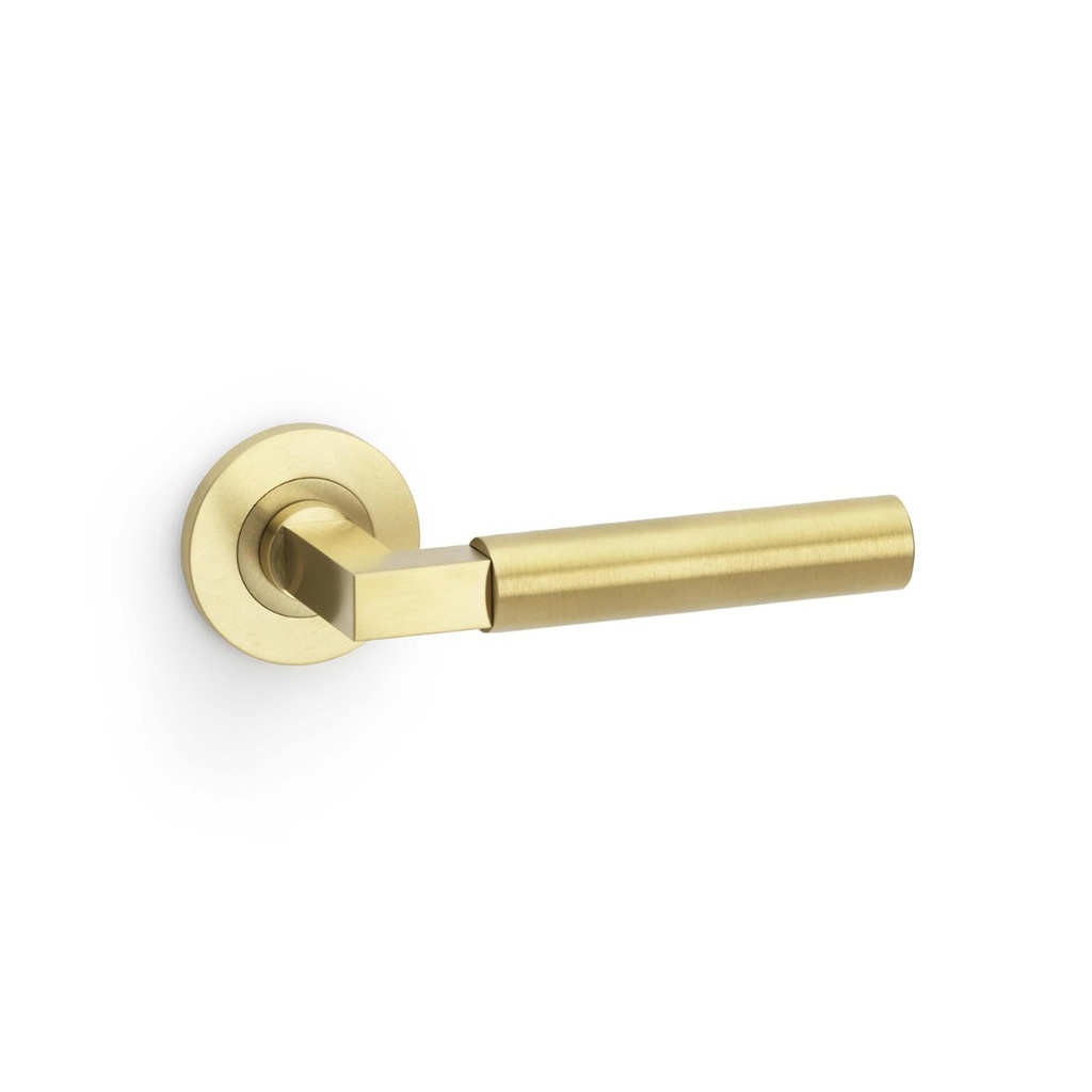 Alexander & Wilks Hurricane Plain Lever On Round Rose - Satin Brass PVD