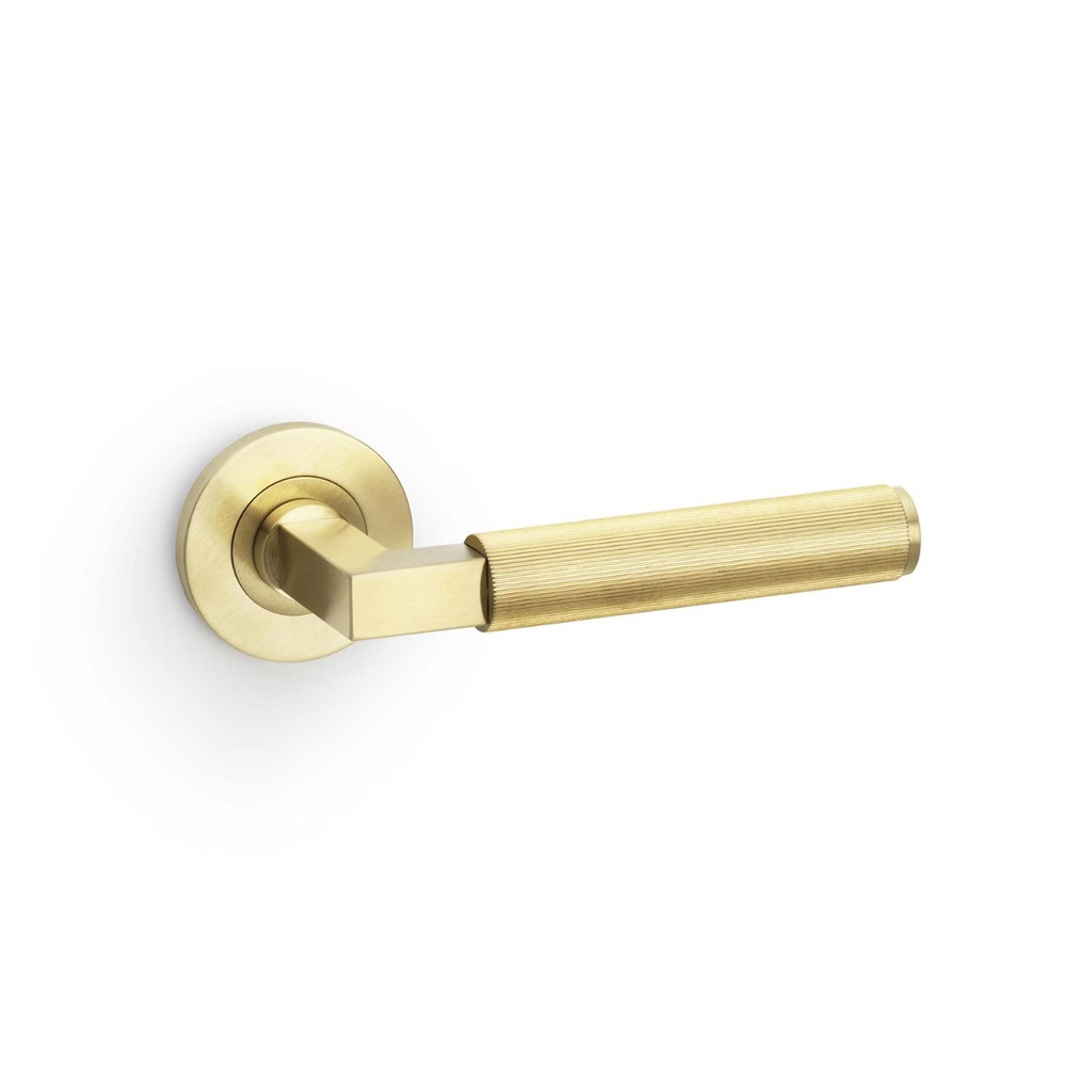 Alexander & Wilks Hurricane Reeded Lever On Round Rose - Satin Brass PVD