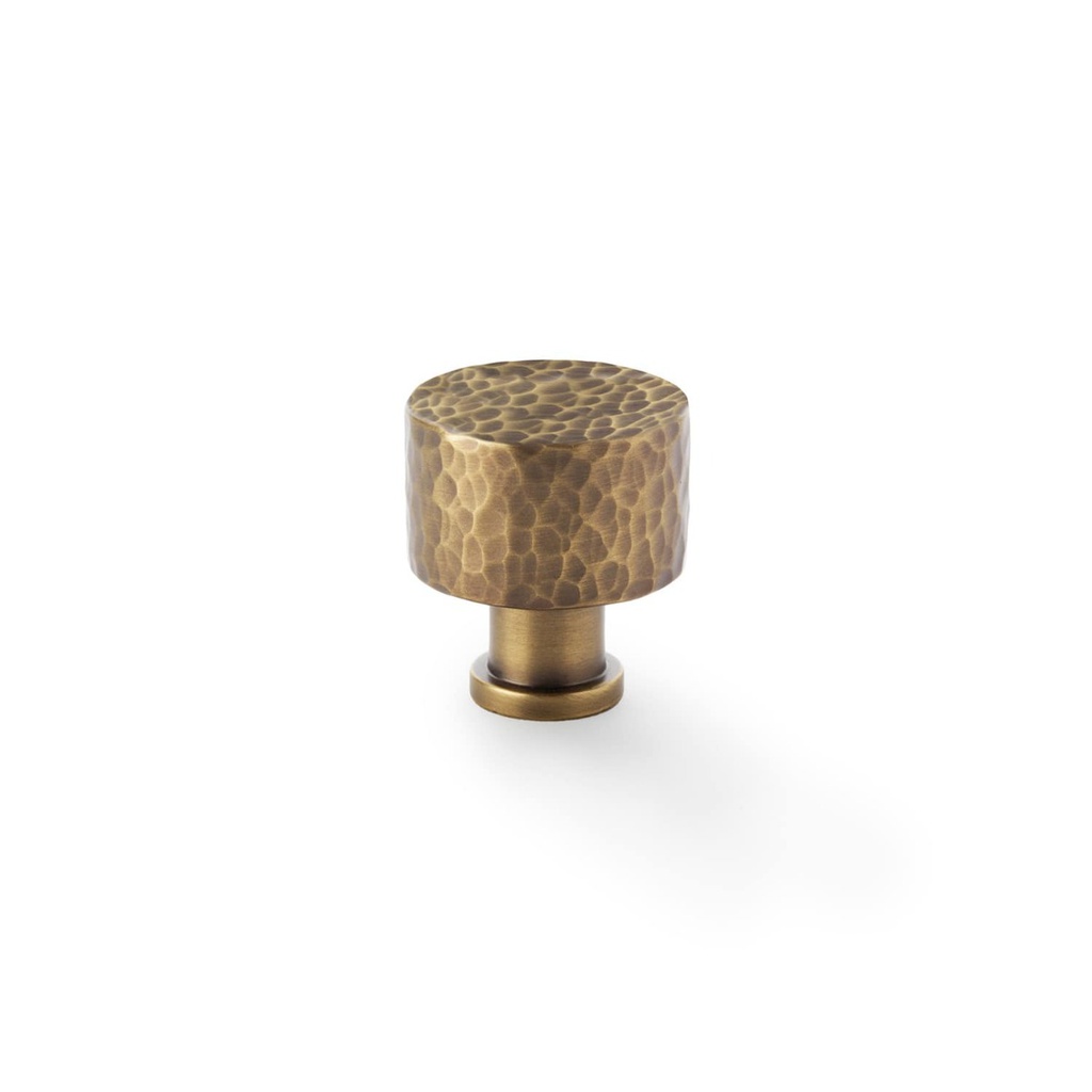 Alexander & Wilks Leila - Hammered Cupboard Knob - Antique Brass - 30mm