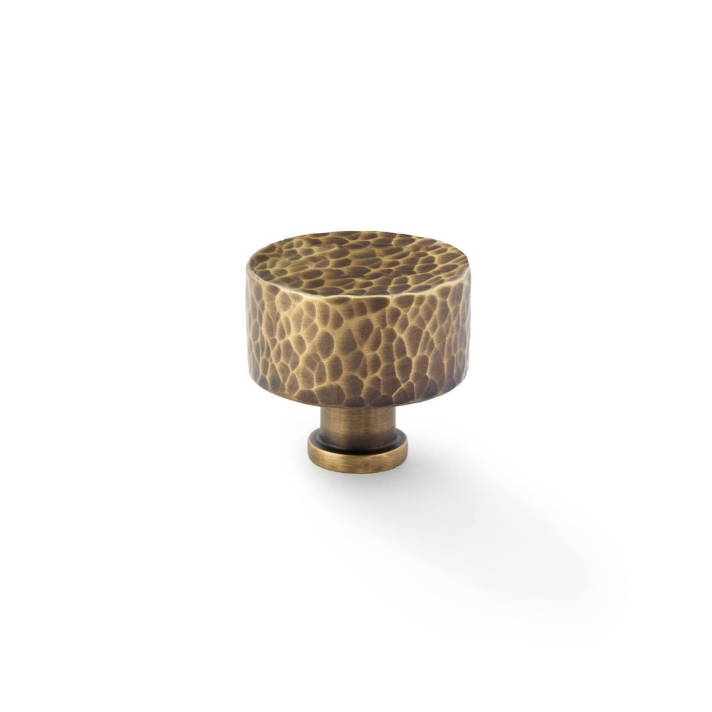 Alexander & Wilks Leila Hammered Cupboard Knob - Antique Brass - 35mm