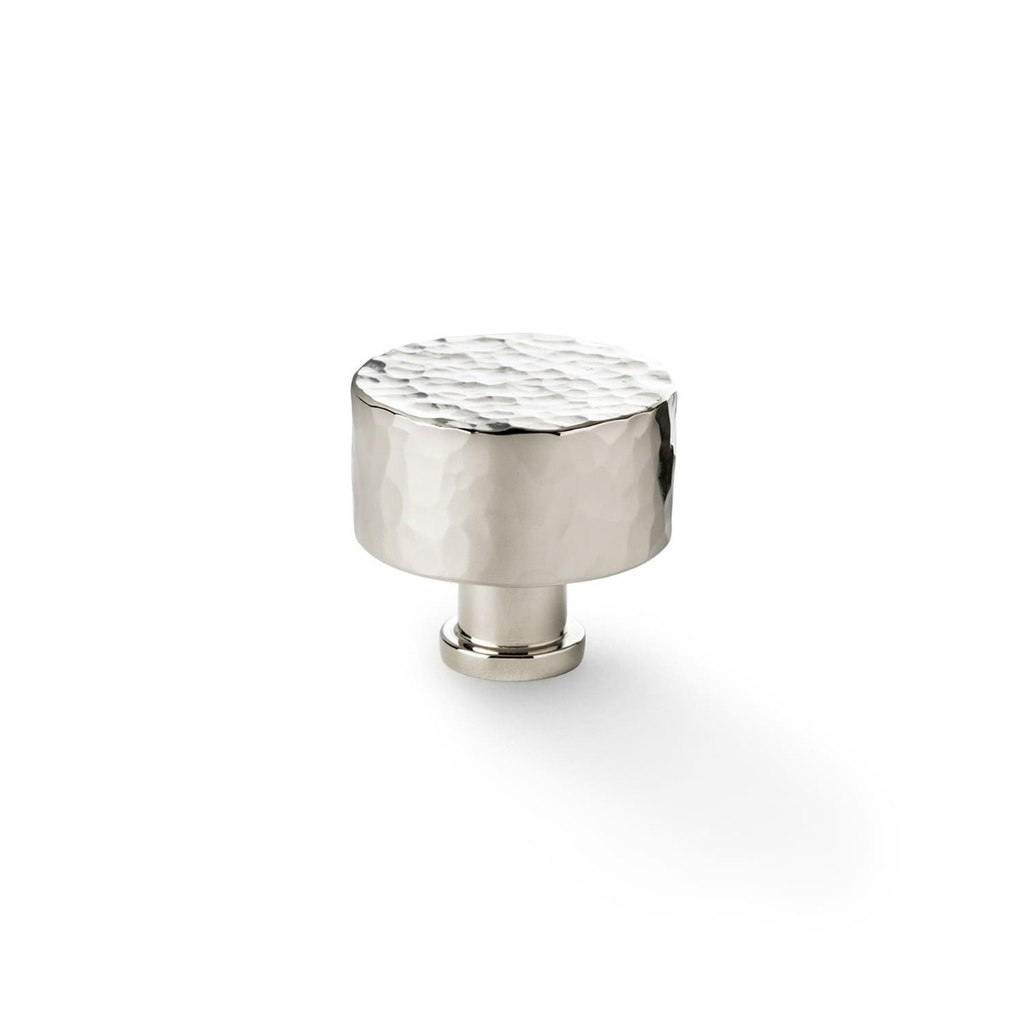 Alexander & Wilks Leila Hammered Cupboard Knob - Polished Nickel - 35mm