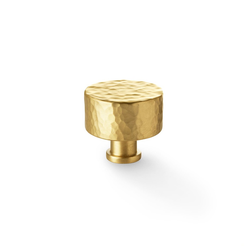 Alexander & Wilks Leila Hammered Cupboard Knob - Satin Brass - 35mm