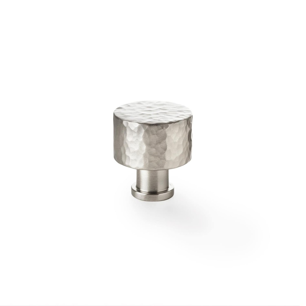 Alexander & Wilks Leila Hammered Cupboard Knob - Satin Nickel - 30mm