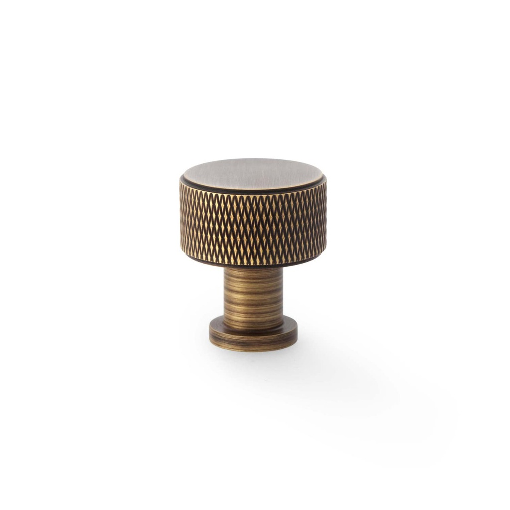 Alexander & Wilks Lucia Knurled Cupboard Knob - Antique Brass - 29mm