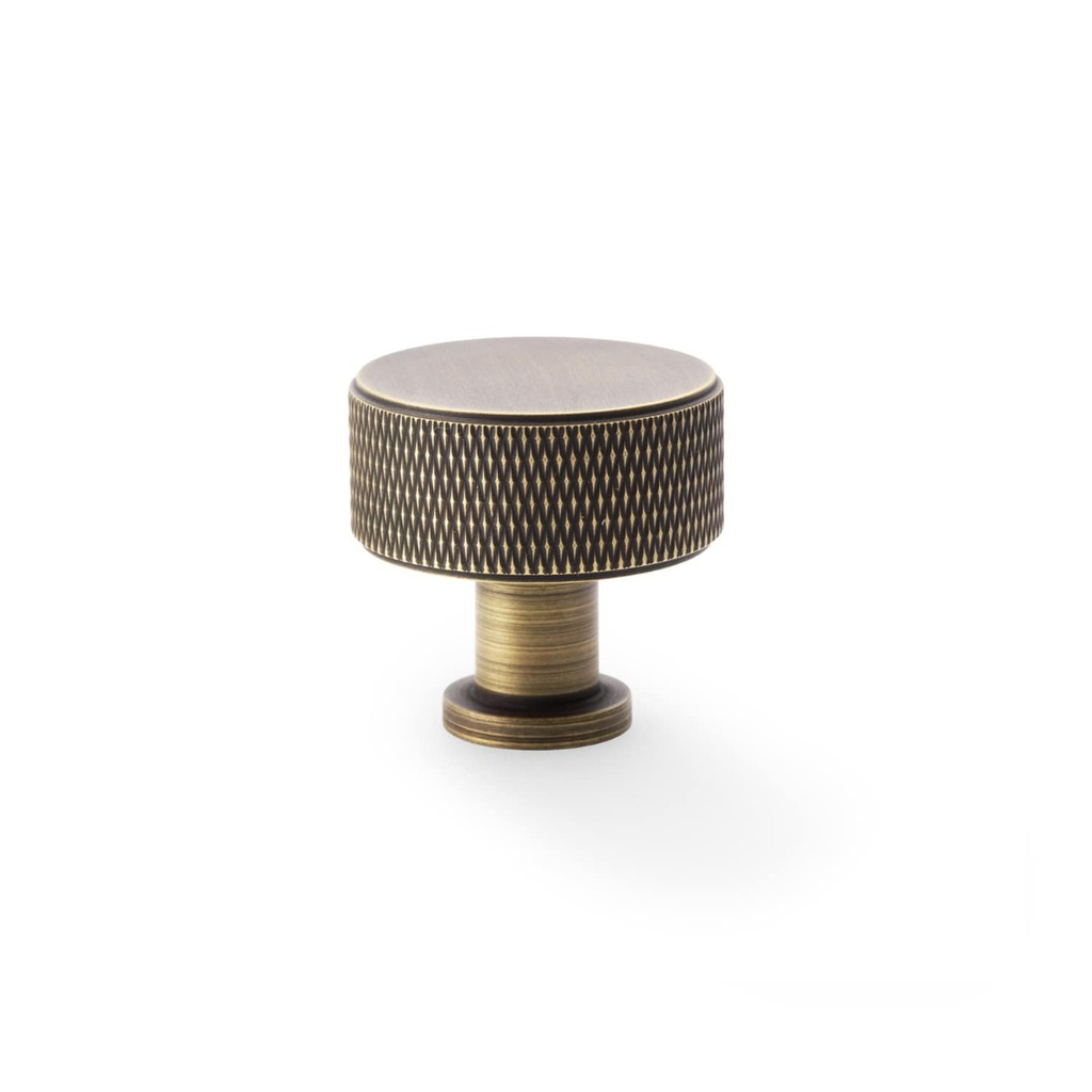 Alexander & Wilks Lucia Knurled Cupboard Knob - Antique Brass - 35mm