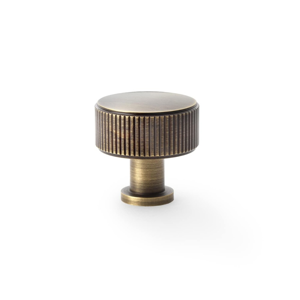 Alexander & Wilks Lucia Reeded Cupboard Knob - Antique Brass - 35mm