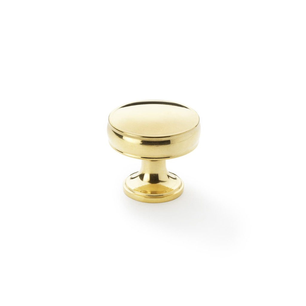 Alexander & Wilks - Lynd Cupboard Knob 32mm Dia. Unlacquered Brass