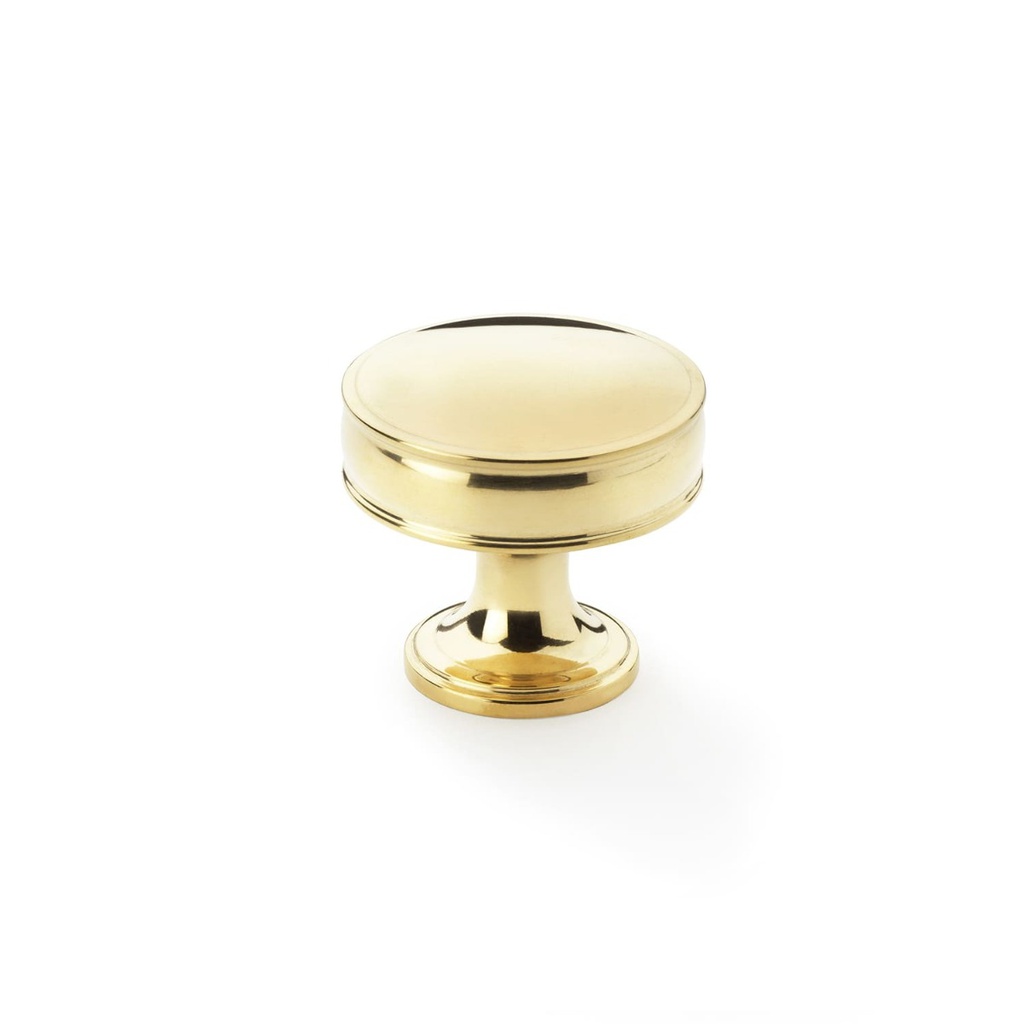 Alexander & Wilks - Lynd Cupboard Knob 38mm Dia. Unlacquered Brass